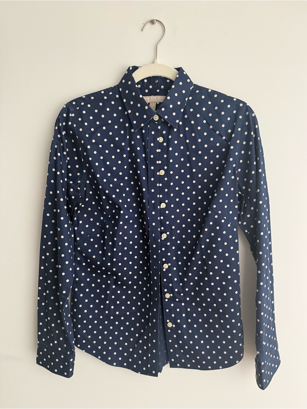 Banana Republic Navy Blue Polka Dot Button-Down Shirt